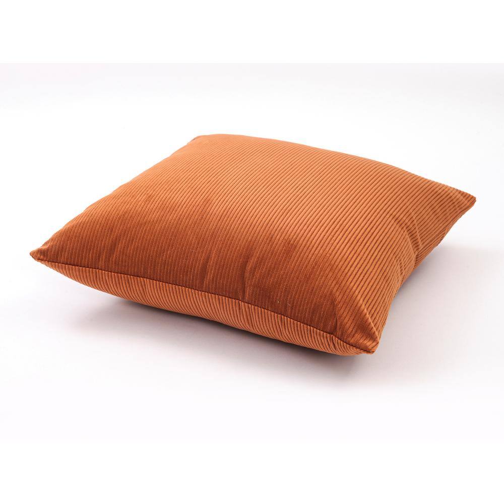 None Orange Corda Ribbed Textured 18 in. x 18 in. Pillow