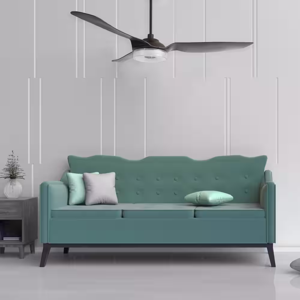 CARRO Icebreaker 60 in. Indoor/Outdoor Black Smart Ceiling Fan, Dimmable LED Light and Remote, Works w/ Alexa/Google Home/Siri