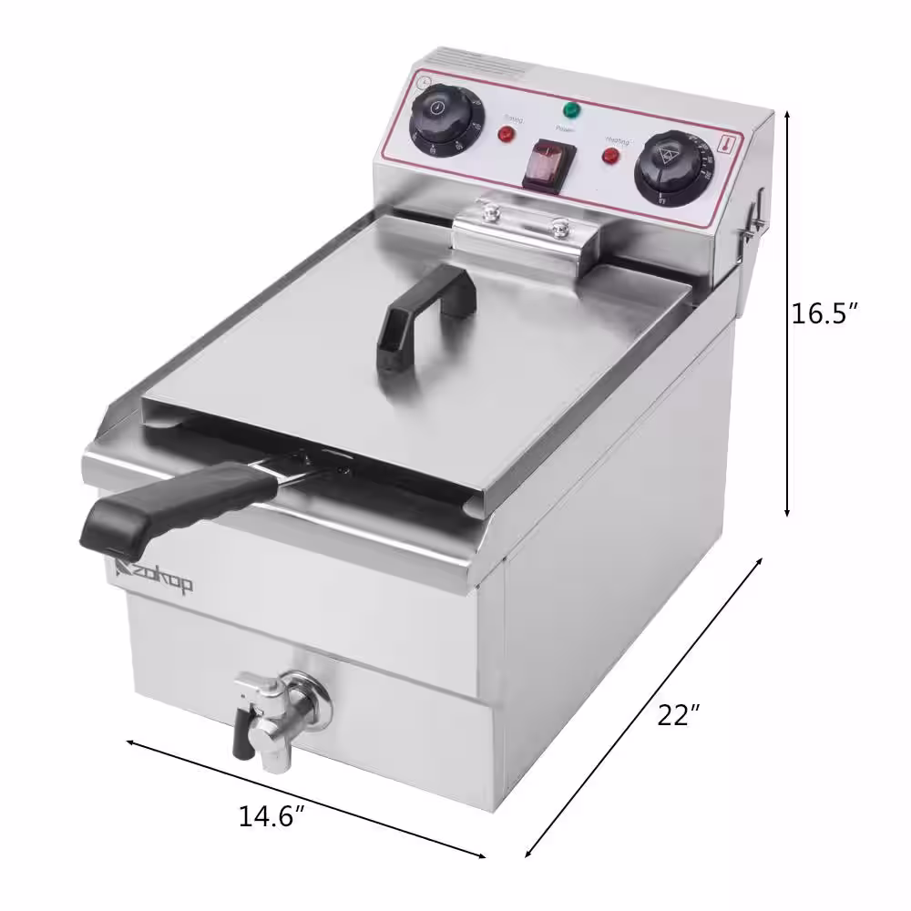 None 8.5 qt. Stainless Steel Single Tank Deep Fryer with Faucet