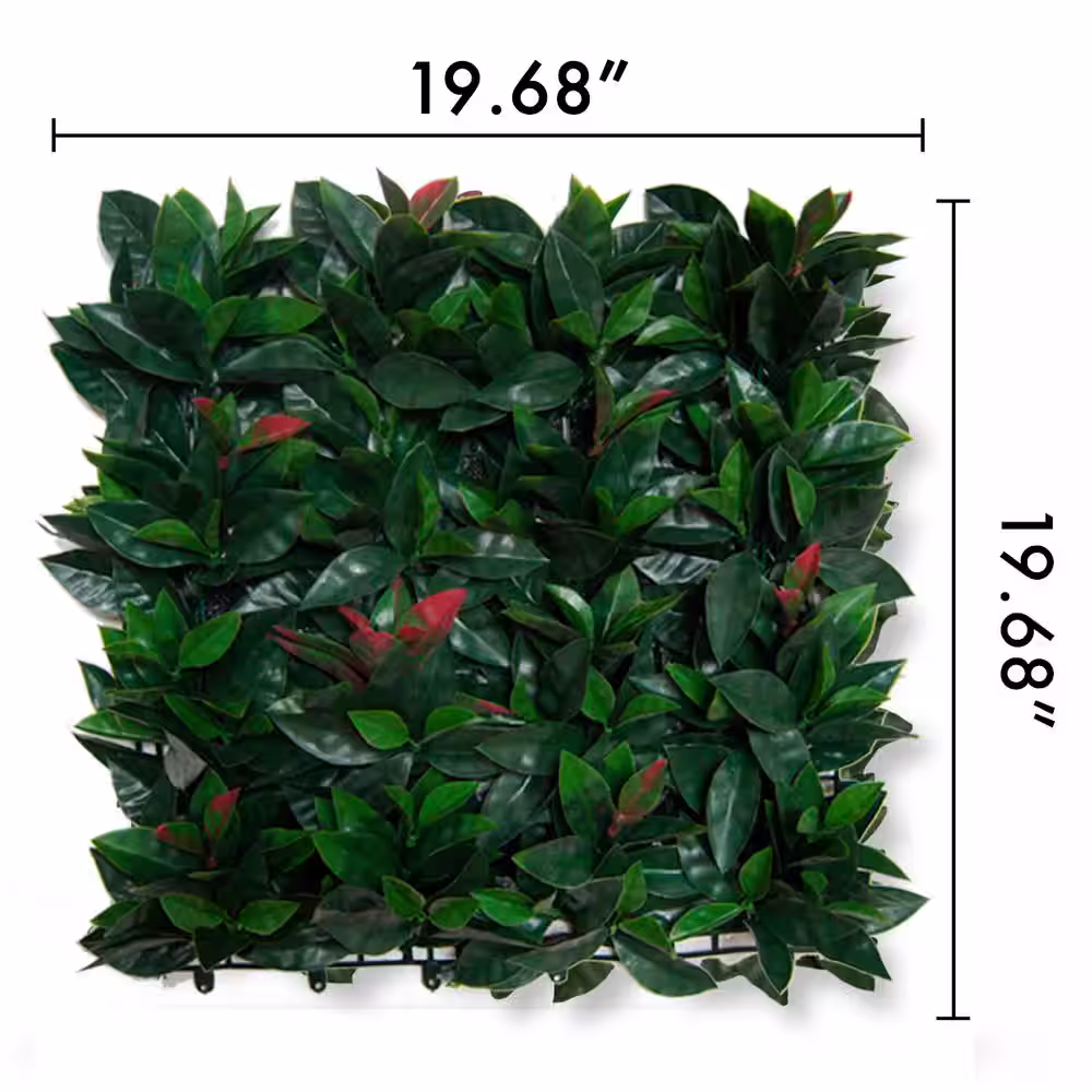 Green Smart Dekor 19.68 in. x 19.68 in. Green Artificial Laurel Wall Panels (Set of 4)