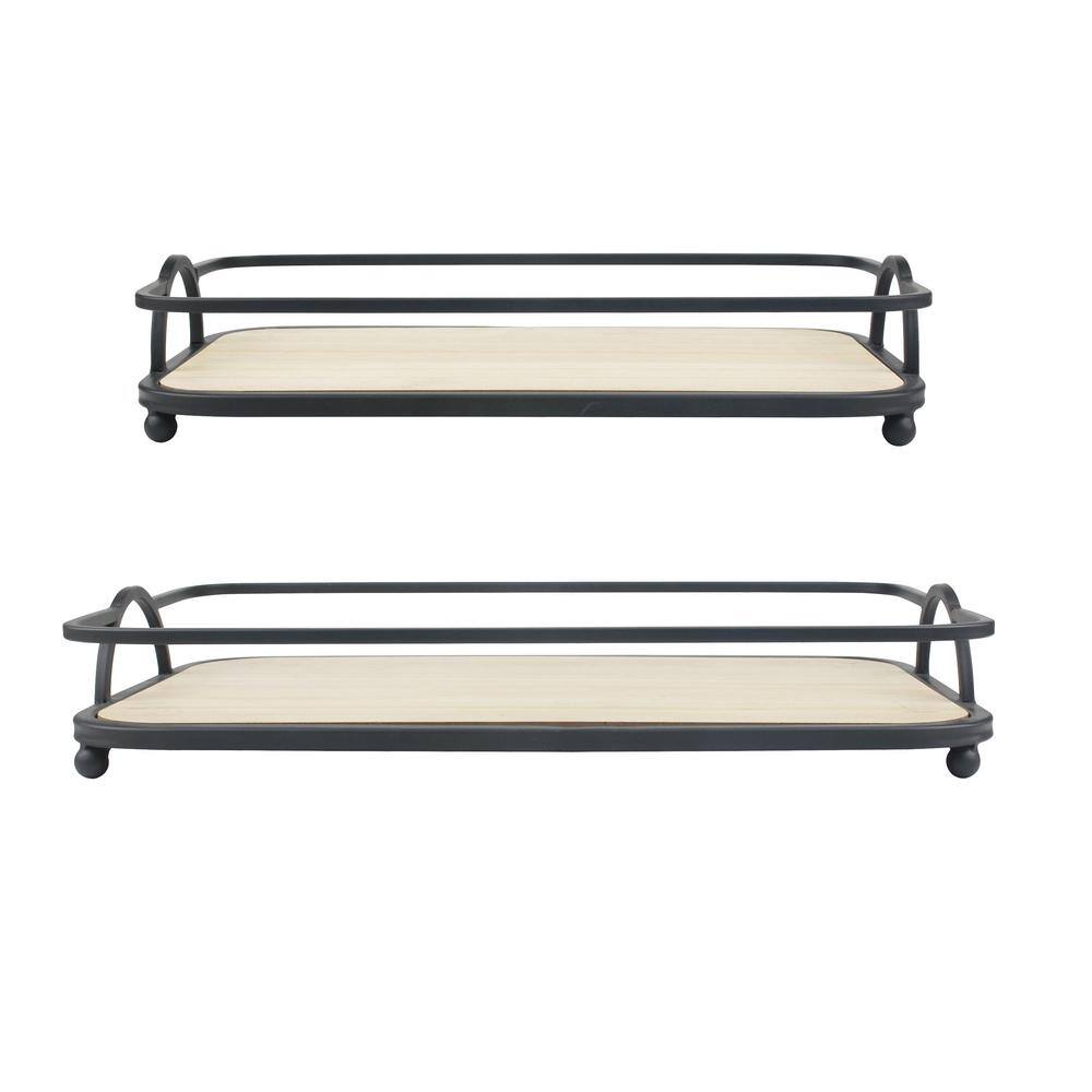 Stonebriar Collection Wire and wood coastal basket Trays (Set of 3)