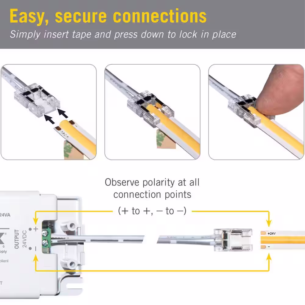 Armacost Lighting 48 in. COB White LED Tape Light Wire Lead Connector Cord (3-Pack)