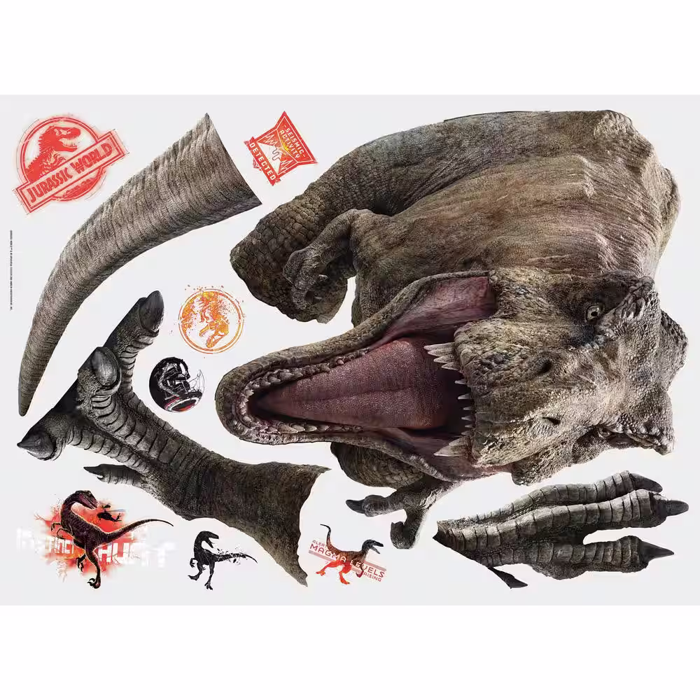 RoomMates Jurassic World Fallen Kingdom T-Rex Giant Peel and Stick Wall Decals, RMK3797SLM