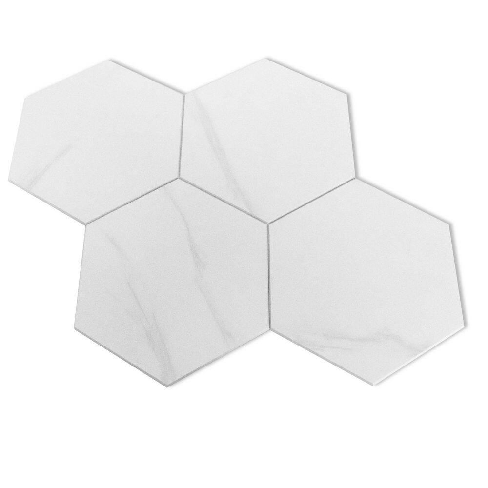 AVANT DECOR Yukon Carrara Hexagon 10.27 in. x 11.85 in. 4 mm Stone Peel and Stick Backsplash Tile (6.72 sq. ft./8-Pack)