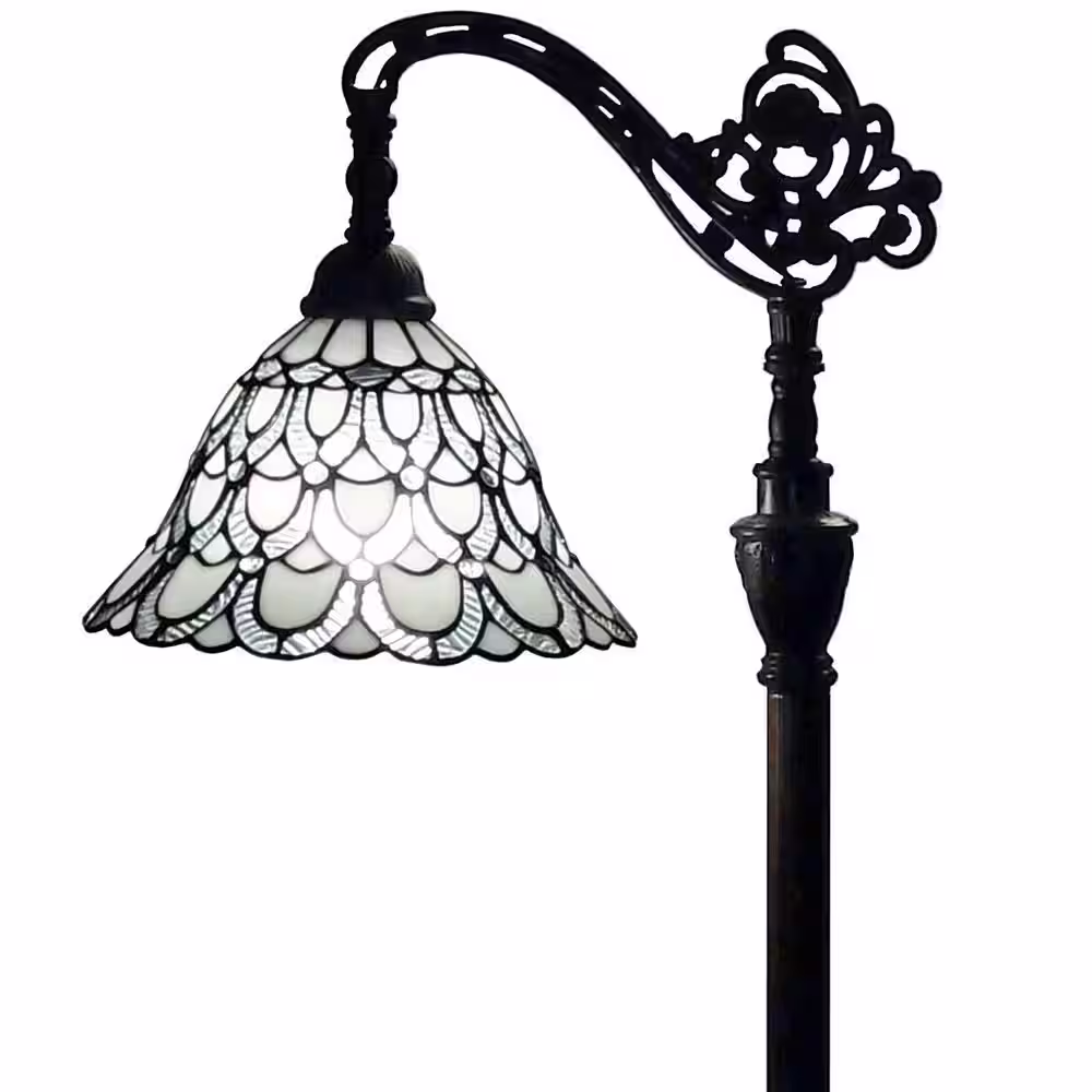 Amora Lighting 62 in. Tiffany Style Floor Lamp with Adjustable Shade