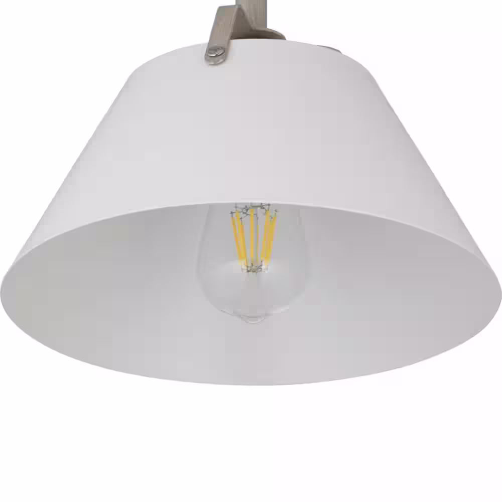 Progress Lighting Burmont 11 in. 1-Light White Metal Shade Pendant Light with Driftwood Accents for Kitchen and Dining