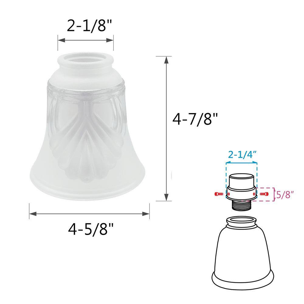 Aspen Creative Corporation 4-7/8 in. Clear and Frosted Ceiling Fan Replacement Glass Shade (4-Pack)