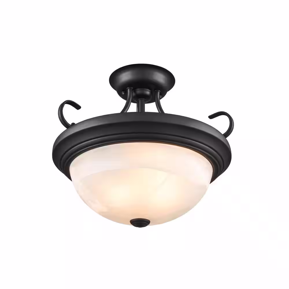 Millennium Lighting 2-Light 15 in. Matte Black Hardwired Outdoor Semi-Flush (1-Pack)