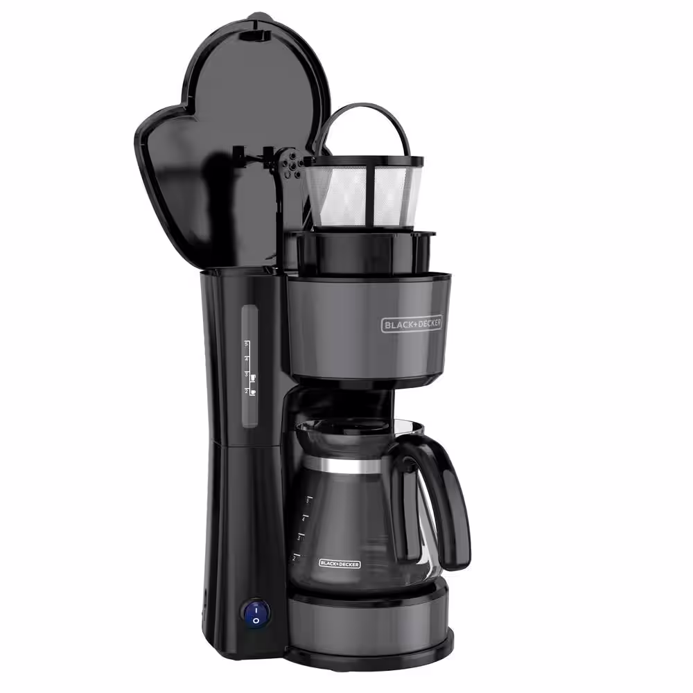 BLACK+DECKER 4-in-1 Coffee Station 5-Cup Stainless Steel Black Coffee Maker