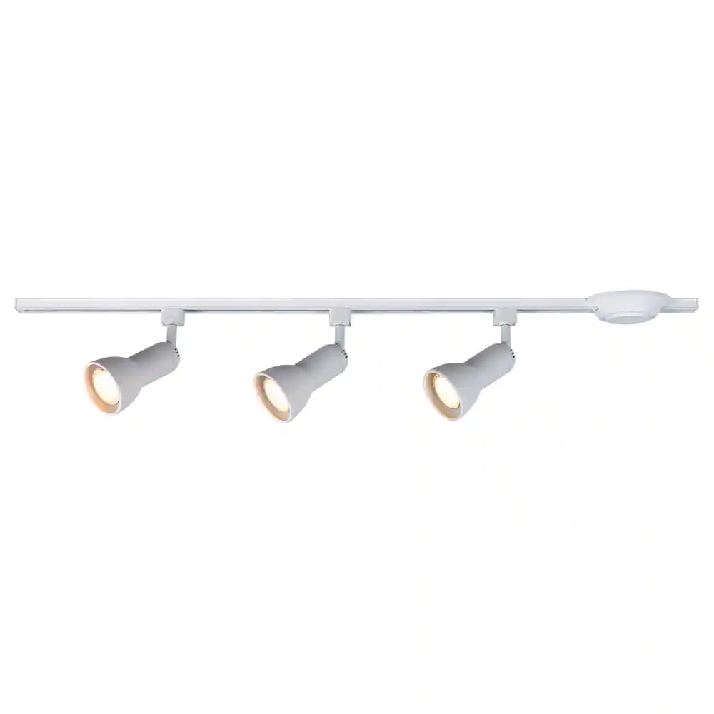 Hampton Bay 4 ft. 3-Light White Linear Track Lighting Kit with R20/PAR20 Medium Step Track Lighting Heads