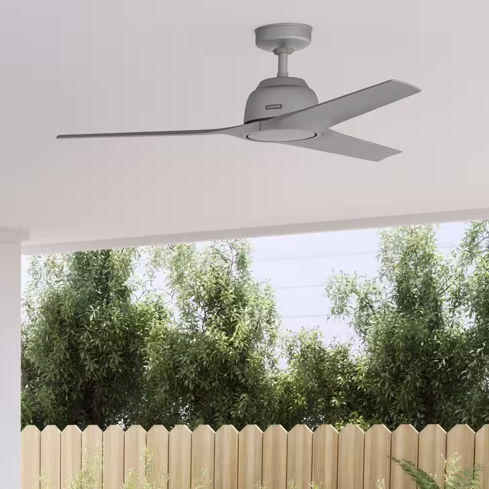 Hunter Gallegos 52 in. Matte Silver Indoor/Outdoor Ceiling Fan with Wall Control Included