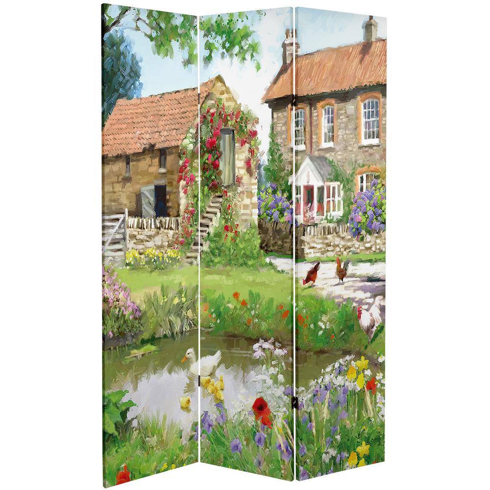 Oriental Furniture 6 ft. Country Village Printed 3-Panel Room Divider