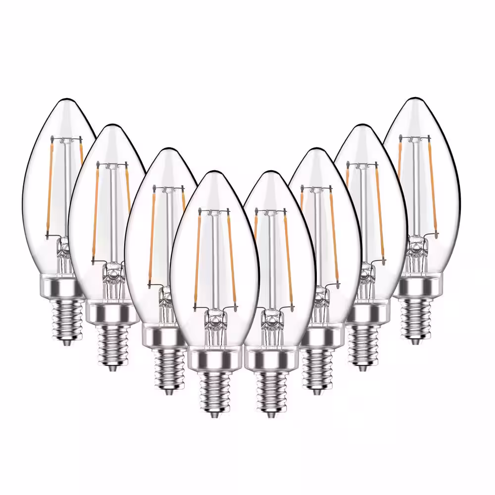 None 40-Watt Equivalent B11 Non-Dimmable CEC Clear Glass Filament Vintage Edison LED Light Bulb Daylight 5000K (8-Pack)