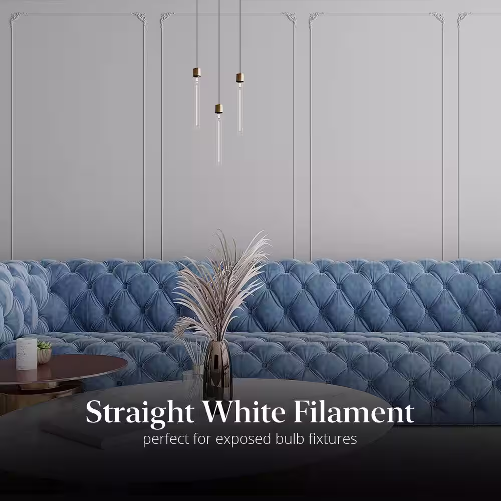 Feit Electric 60-Watt Equivalent T10XL Straight White Thin Filament Clear E26 Vintage Edison LED Light Bulb, Soft White 2700K(12-Pack)