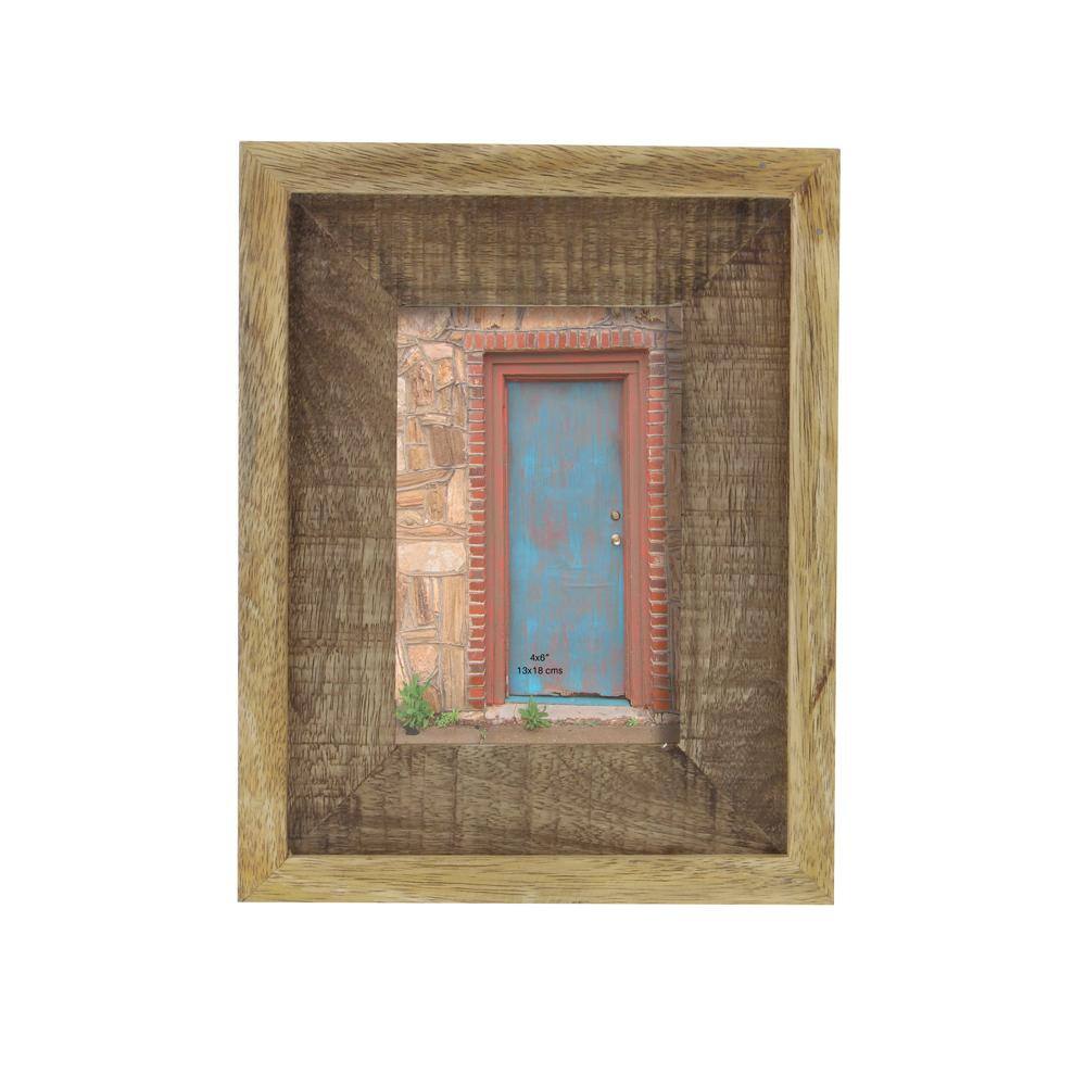 Litton Lane 4 in. x 6 in. Stained Brown Double-Layered Wood Picture Frame