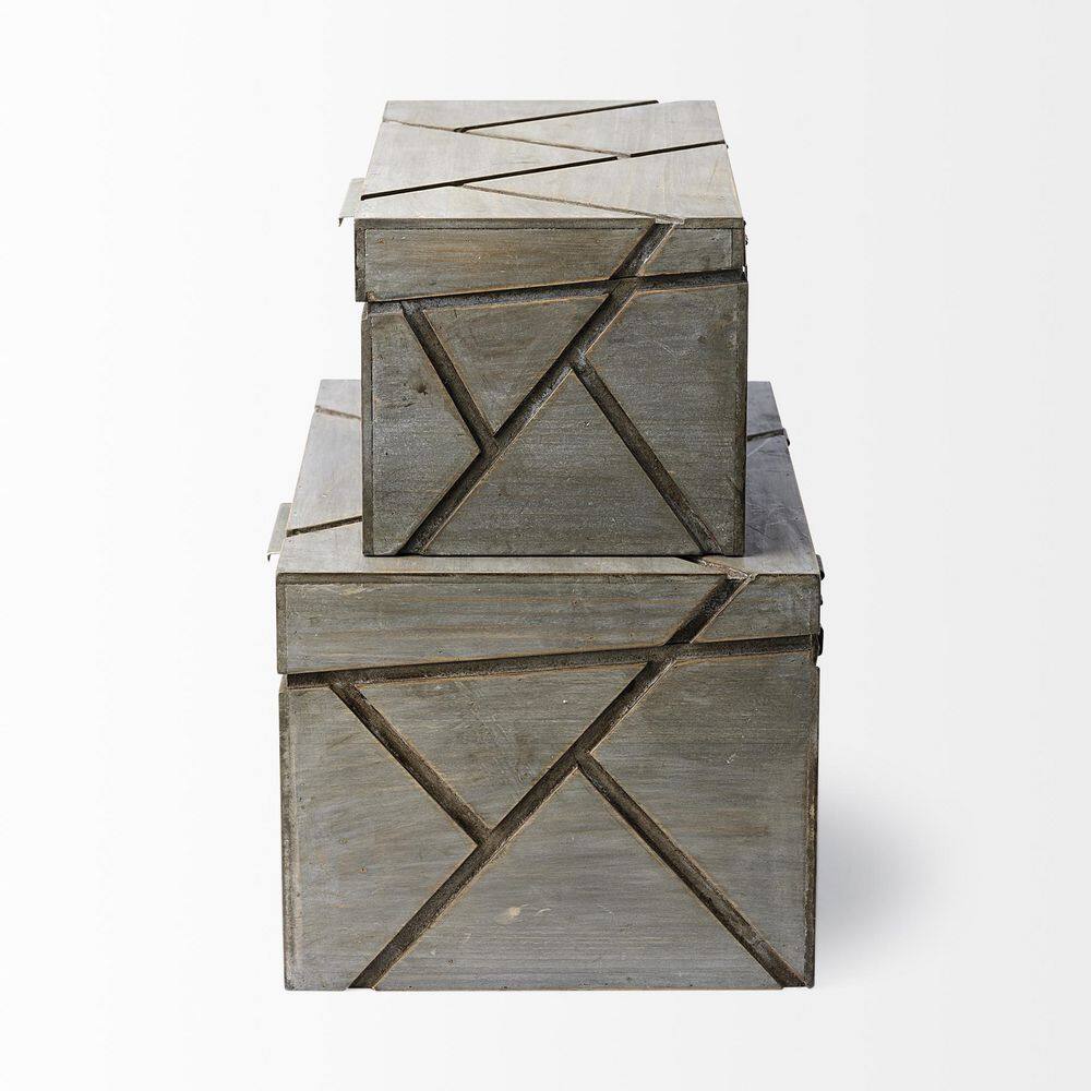 Mercana Niobe Gray Wooden Nesting Boxes (Set of 2)