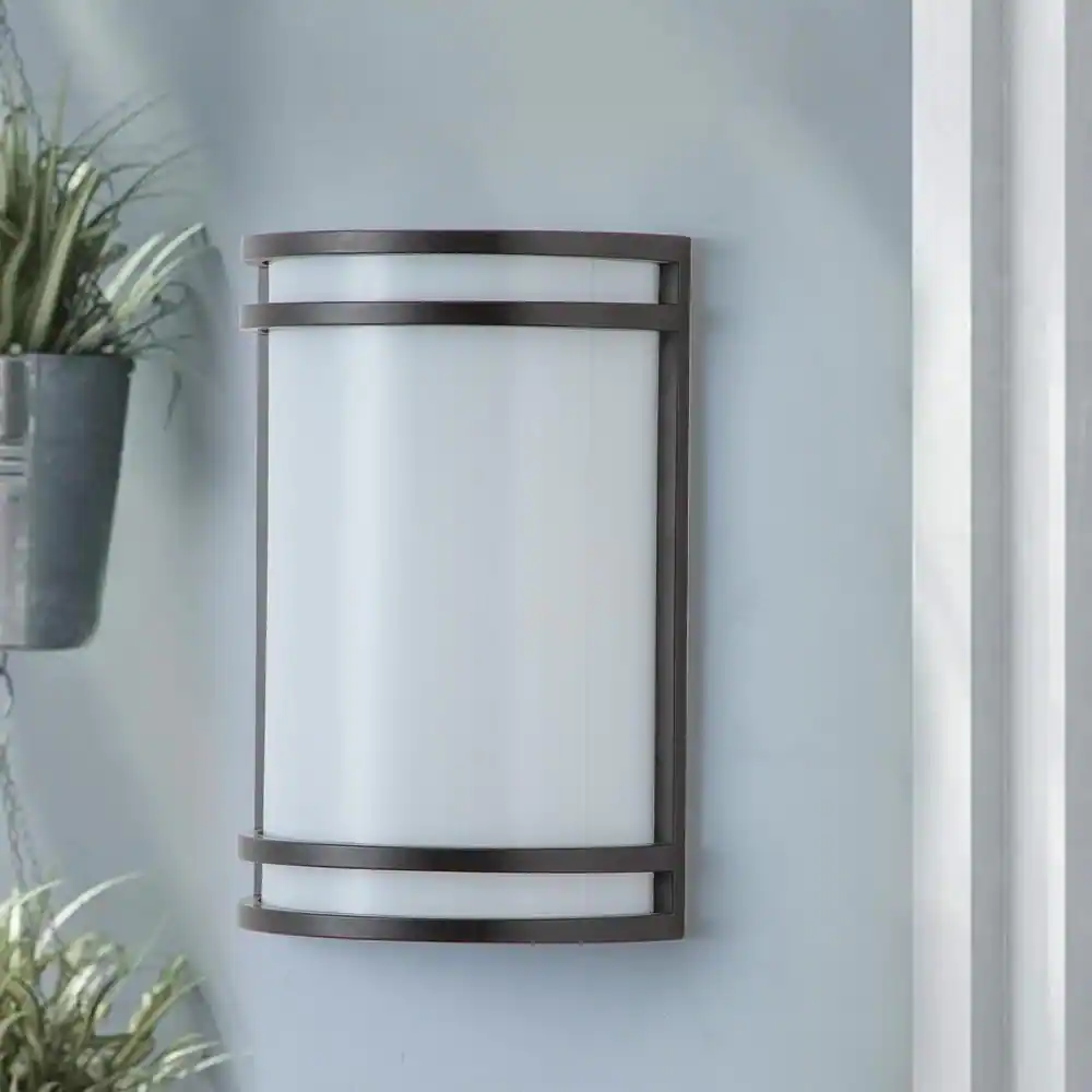 None 1-Light Oil-Rubbed Bronze Dimmable 15-Watt LED Wall Light with Acrylic Shade