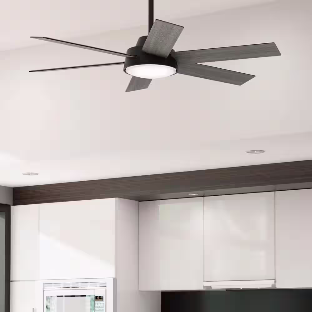 Hunter Donatella 52 in. Integrated LED Indoor Matte Black Ceiling Fan with Light Kit and Remote Included