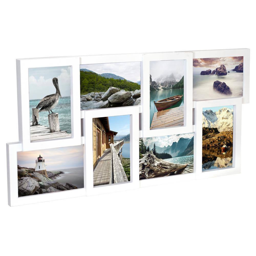 Malden International Designs 8-4 in. x 6 in. White 8-Opening Puzzle Collage Picture Frame