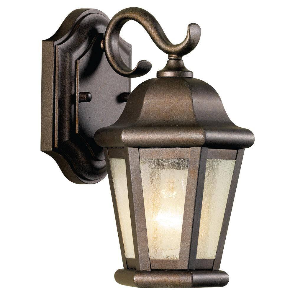 Generation Lighting Martinsville 6.25 in. W 1-Light Corinthian Bronze Outdoor 10.75 in. Wall Lantern Sconce w/Clear Seeded Glass Panels