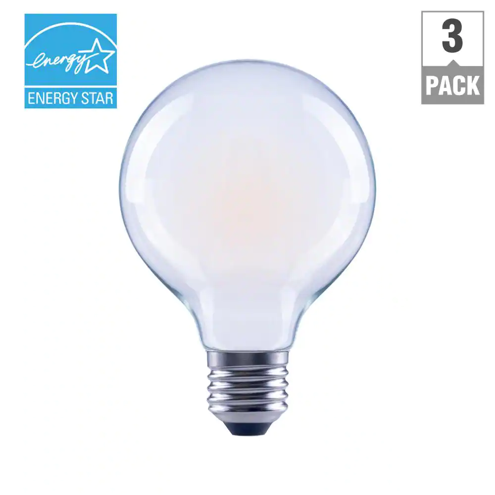 EcoSmart 60-Watt Equivalent G25 Globe Dimmable ENERGY STAR Frosted Glass Filament LED Vintage Edison Light Bulb Daylight (3-Pack)