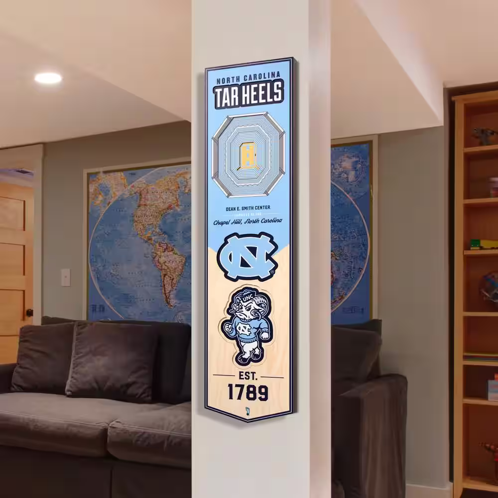 YouTheFan NCAA North Carolina Tar Heels Wooden 8 x 32 3D Stadium Banner Decorative Sign -Dean E. Smith Center