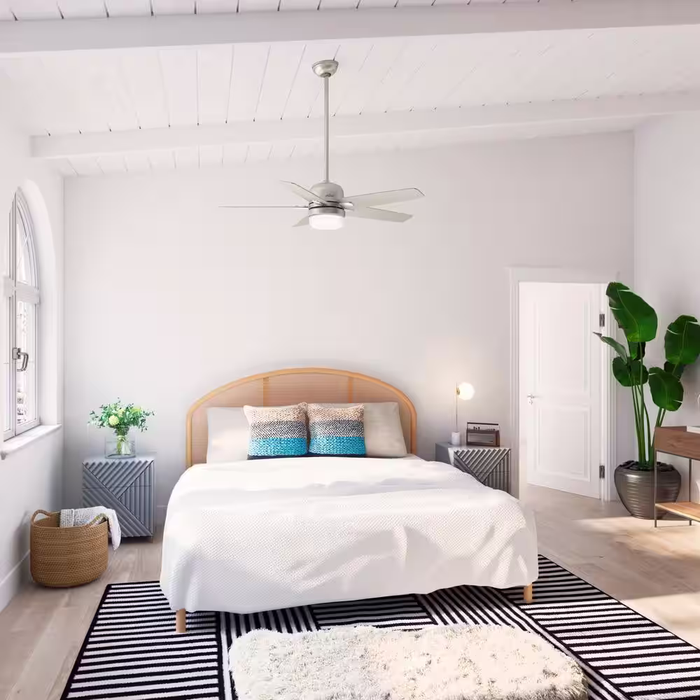 Hunter Aker 52 in. LED Indoor Fresh White Ceiling Fan with Light Kit