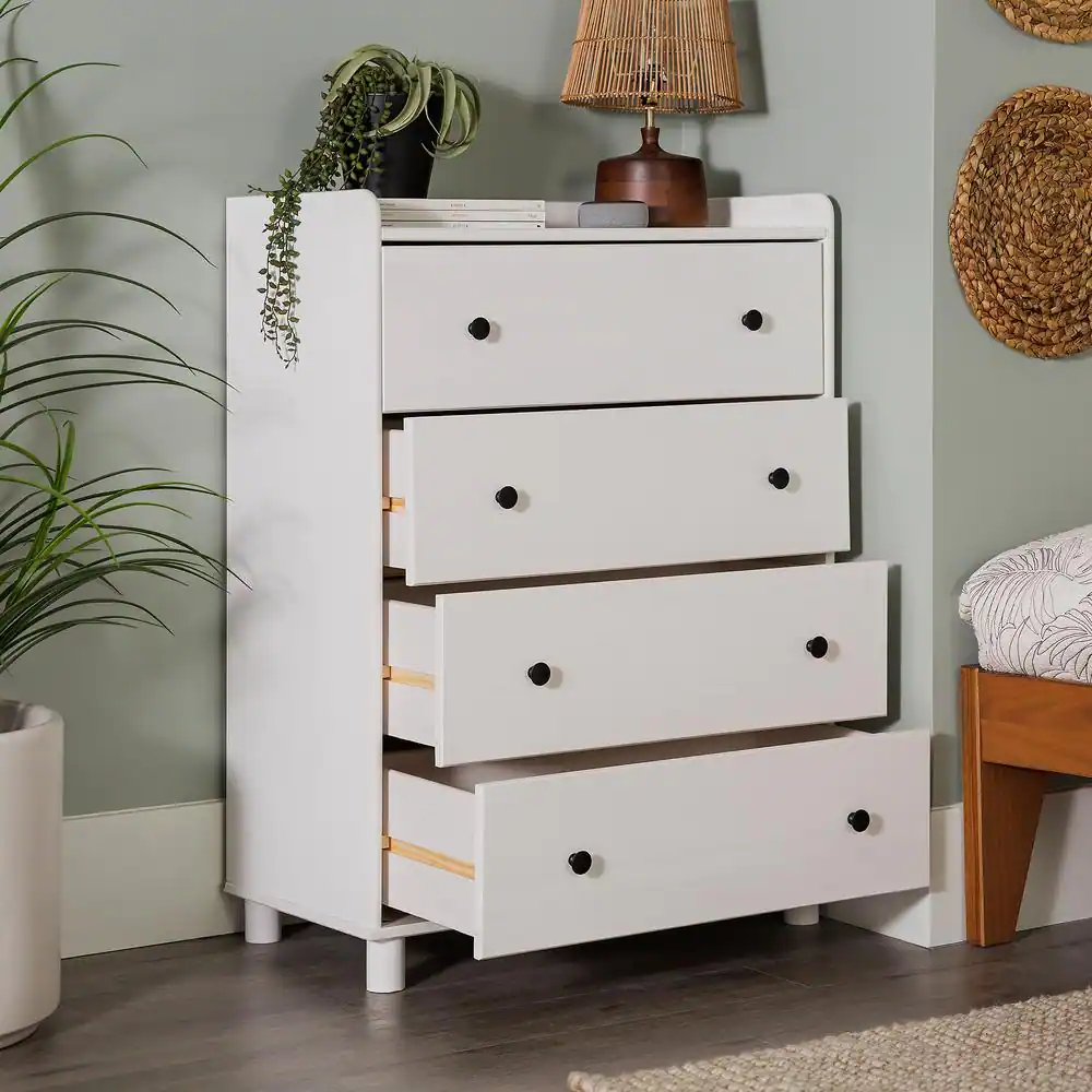Welwick Designs 16 in W. 4-Drawer White Solid Wood Chest Dresser