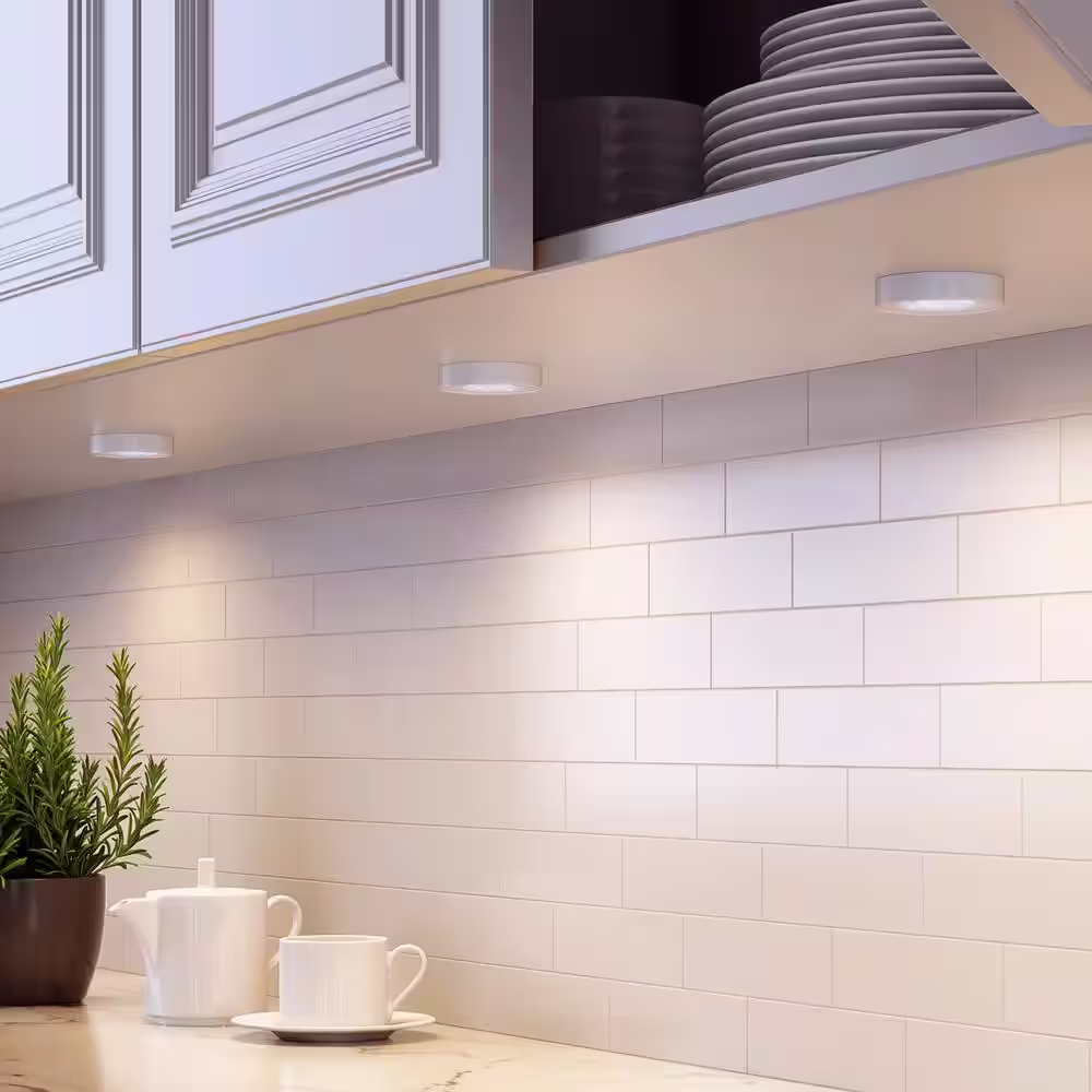 Commercial Electric 3-Light LED White RGB Color Changing Puck Light Kit