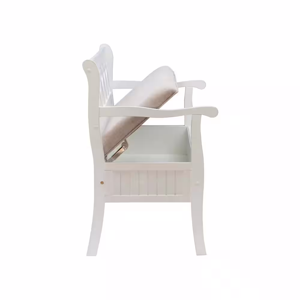Powell Company Chelsea White Storage Bench