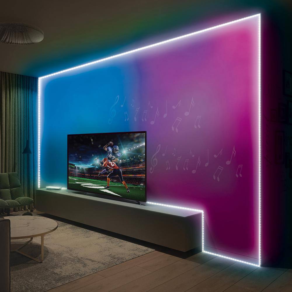 Monster 16.4ft Sound Reactive Livingroom Multi-Color Flow Effect LED Amplifier Light Strip with Remote Control