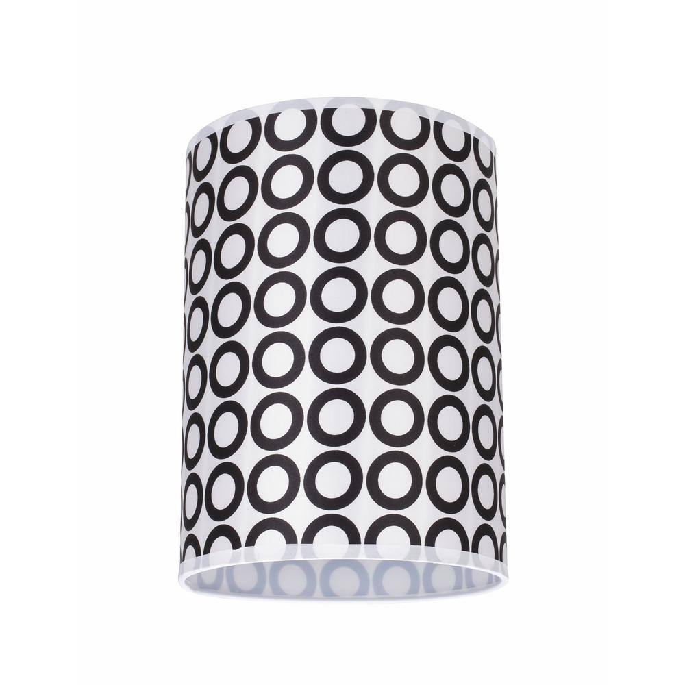 Aspen Creative Corporation 8 in. x 11 in. Black and White and Geometric Print Hardback Drum/Cylinder Lamp Shade