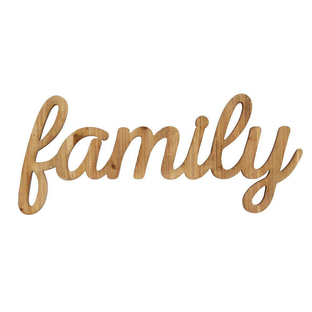 Stratton Home Decor Family Natural Wood Script Wall Art