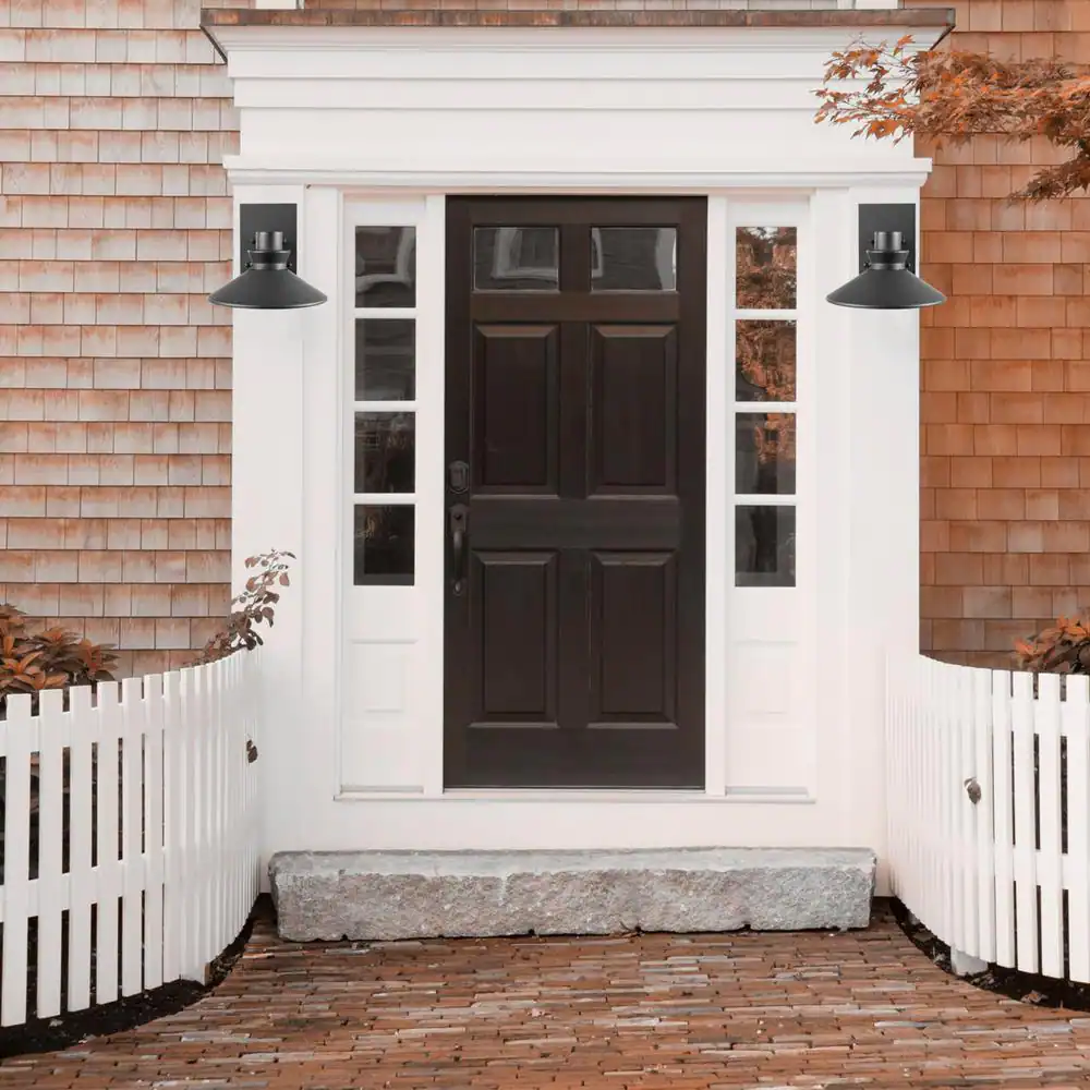 Globe Electric Harris Matte Black Farmhouse Indoor/Outdoor Integrated LED 1-Light Wall Sconce