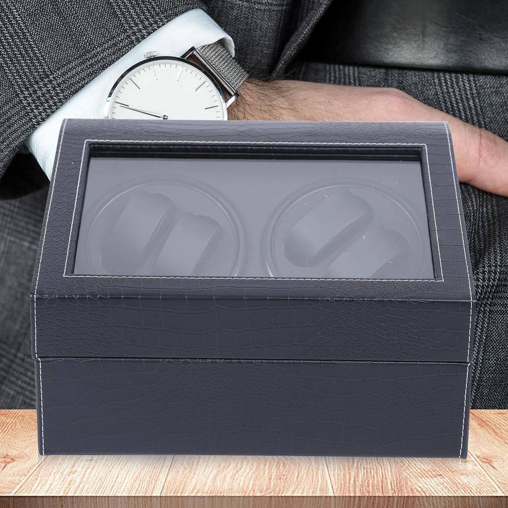 YIYIBYUS Black Crocodile Pattern 2 Motor 4+6 Automatic Watch Winder Display Case