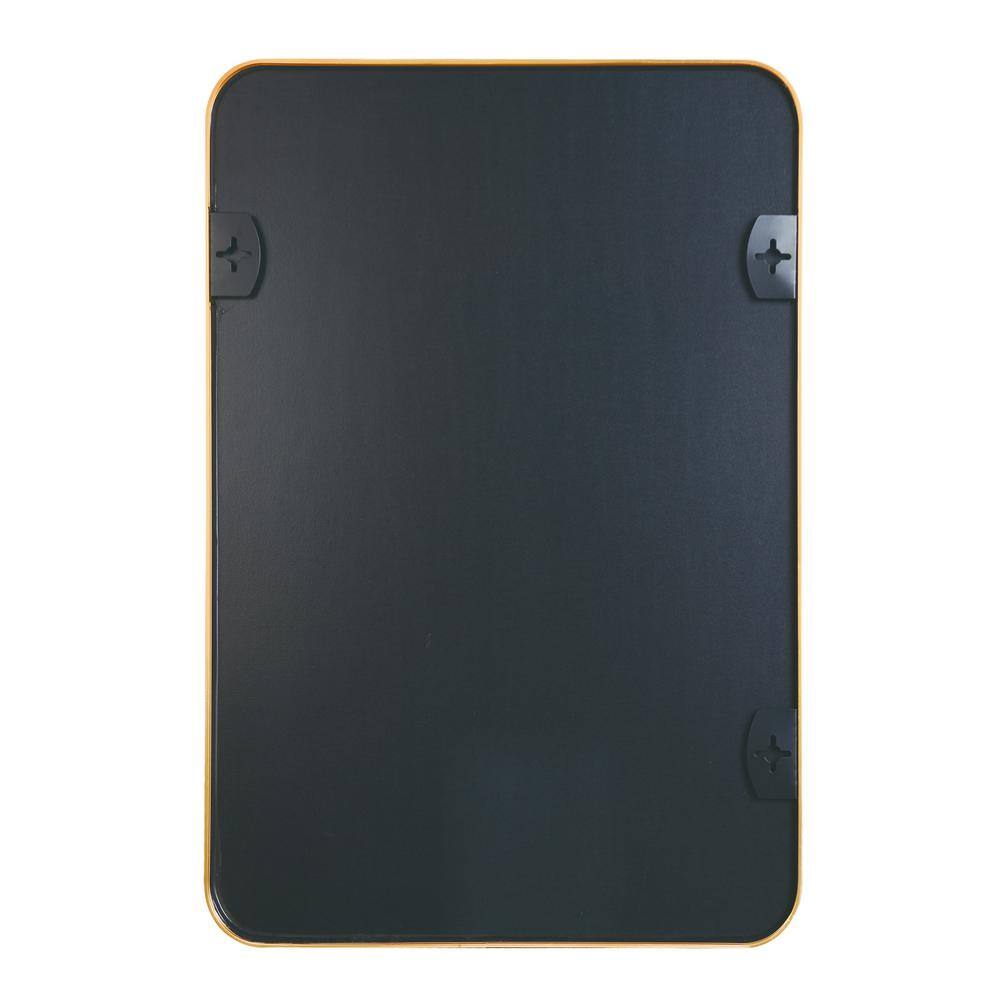 None Ta. 24 in. W x 32 in. H Gold Rectangle Framed Mirror