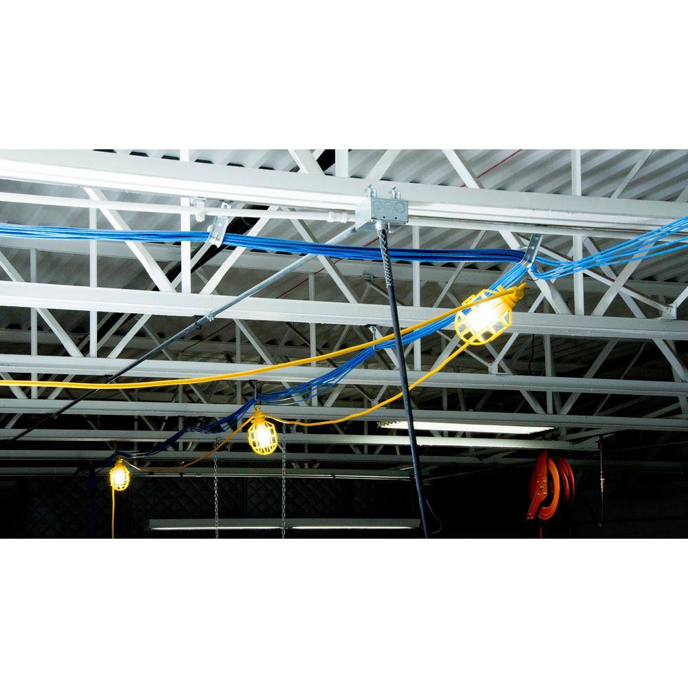 Bergen Industries 14/3 SJTW 100 ft. Temporary Light Stringer 12-Watt, 1100 Lumens LED Lamps and Plastic Cages