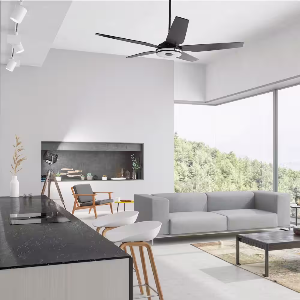 CARRO Starfish 52 in. Dimmable LED Indoor/Outdoor Black Smart Ceiling Fan with Light and Remote, Works with Alexa/Google Home