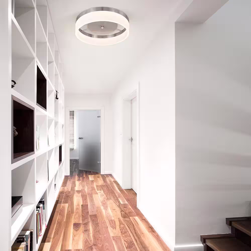 Home Decorators Collection 13.75 in. 21-Watt Brushed Nickel Integrated LED Ceiling Flush Mount