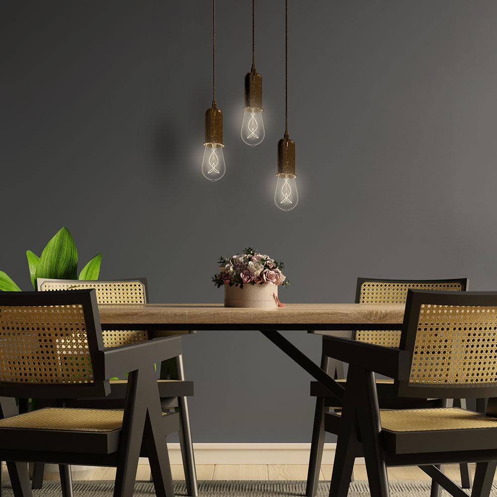 Feit Electric 60-Watt Equivalent ST19 Dimmable Knot White Thin Filament Clear Glass E26 Vintage Edison LED Light Bulb 2100K (12-Pack)