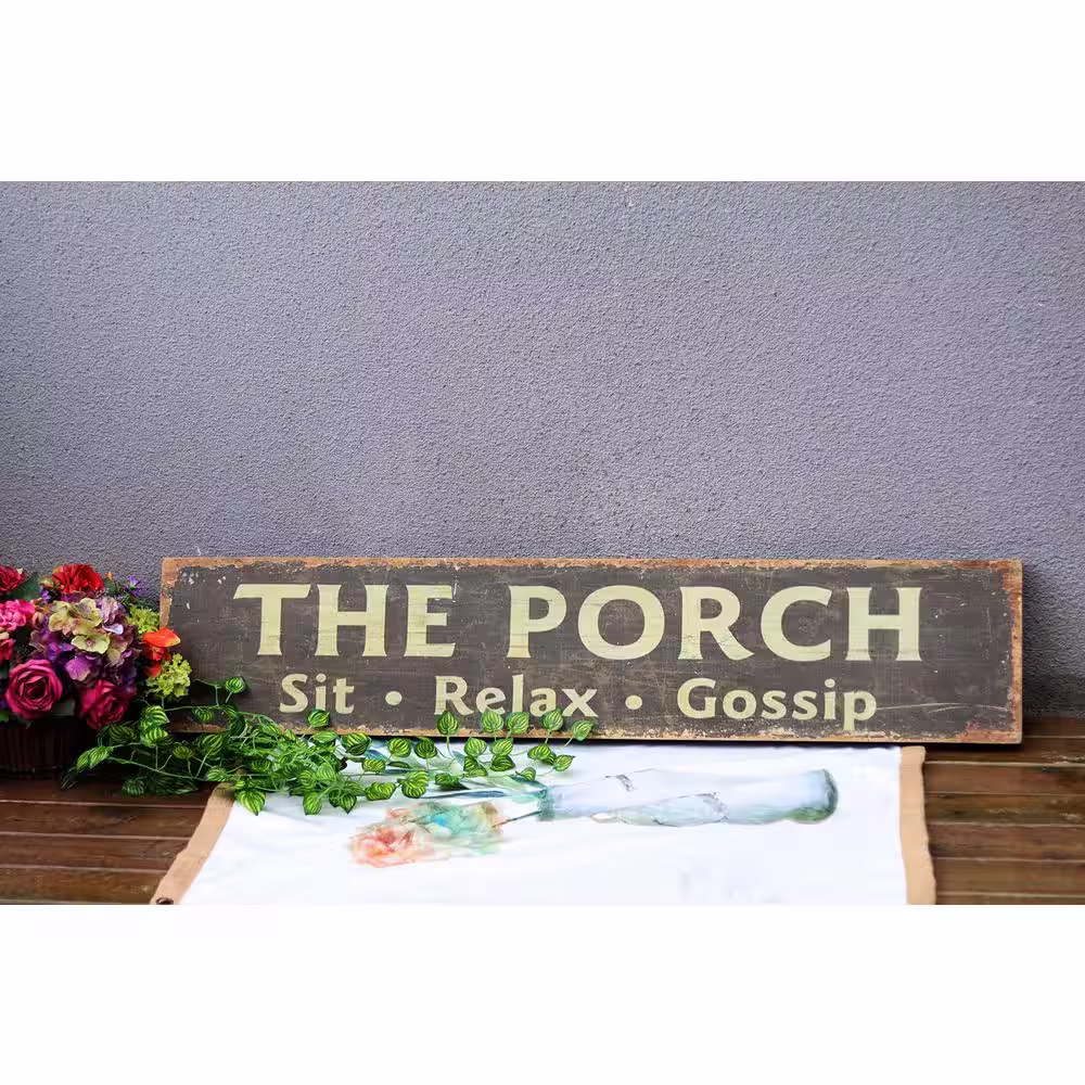None The Porch Sit Relax Gossip Rustic Wood Wall Decorative Sign