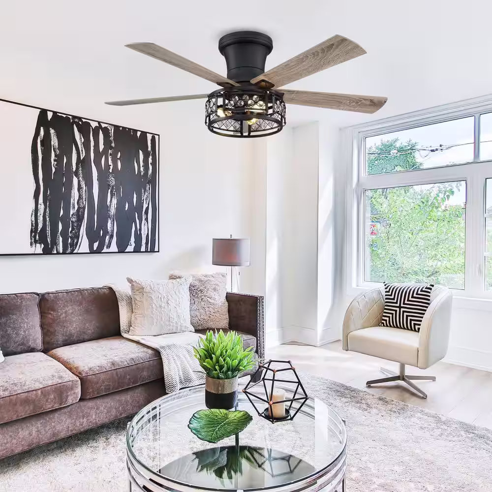 Parrot Uncle Divisadero 52 in. Indoor Oil Rubbed Bronze Flush Mount Ceiling Fan With Remote Control and Light Kit