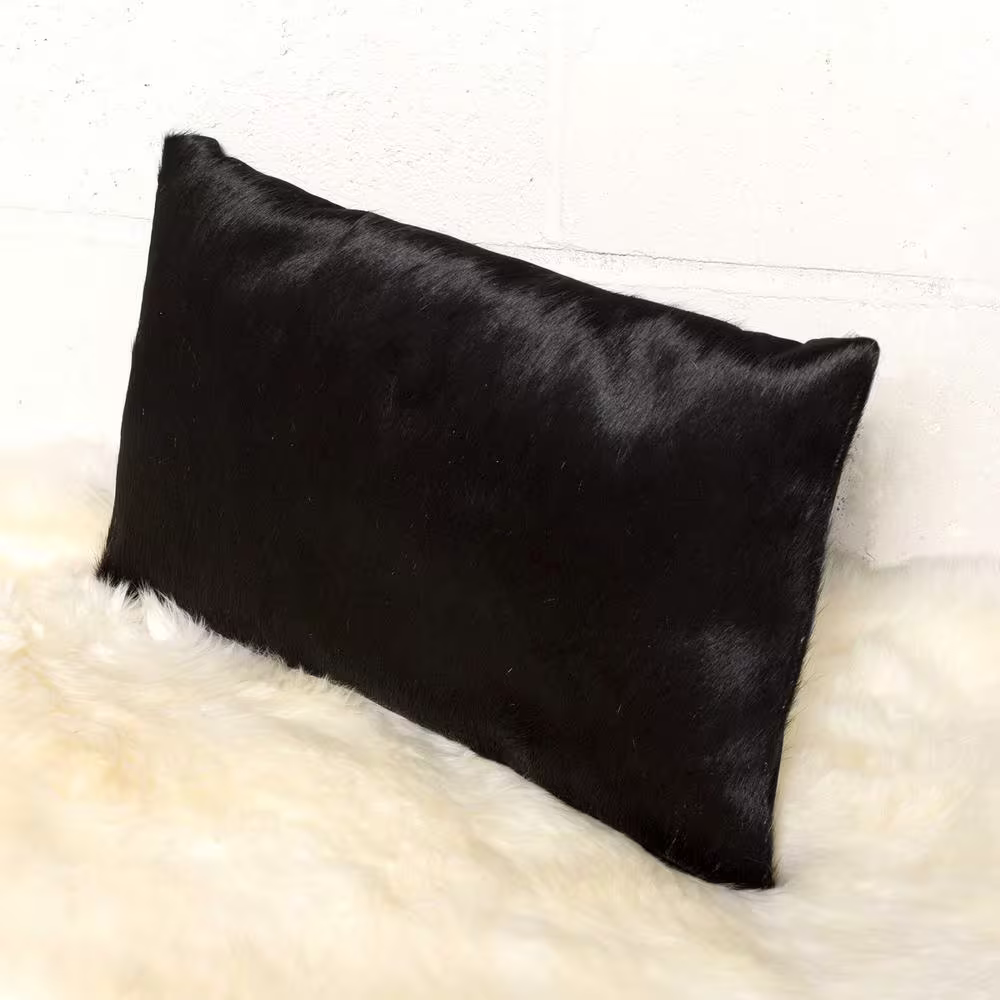 HomeRoots Josephine Black Solid Cotton 12 in. x 20 in. Throw Pillow