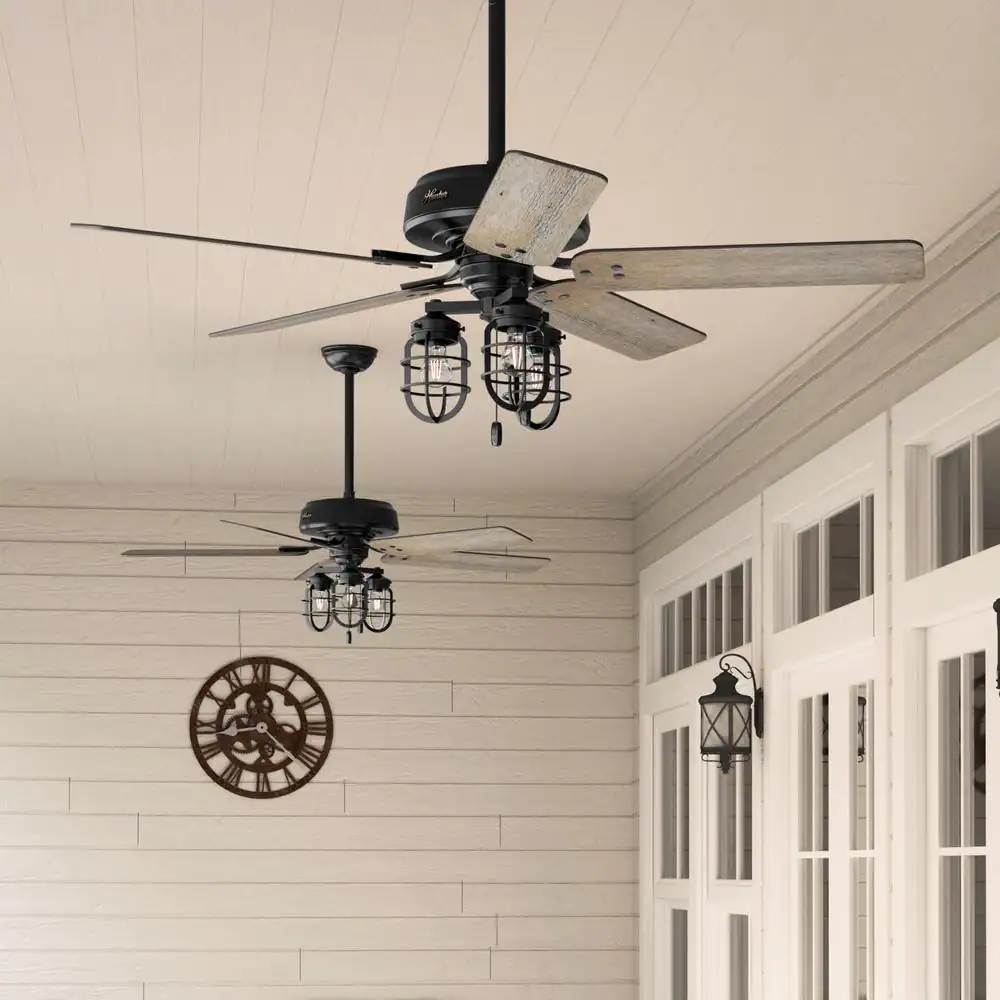 Hunter Port Isabel 52 in. LED Indoor/Outdoor Matte Black Ceiling Fan with Light Kit