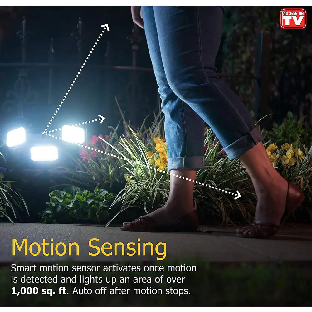 Bell + Howell 180-Degrees Swiveling Light Black Solar Powered Motion Activated Outdoor 108 Integrated LED Bionic Floodlight