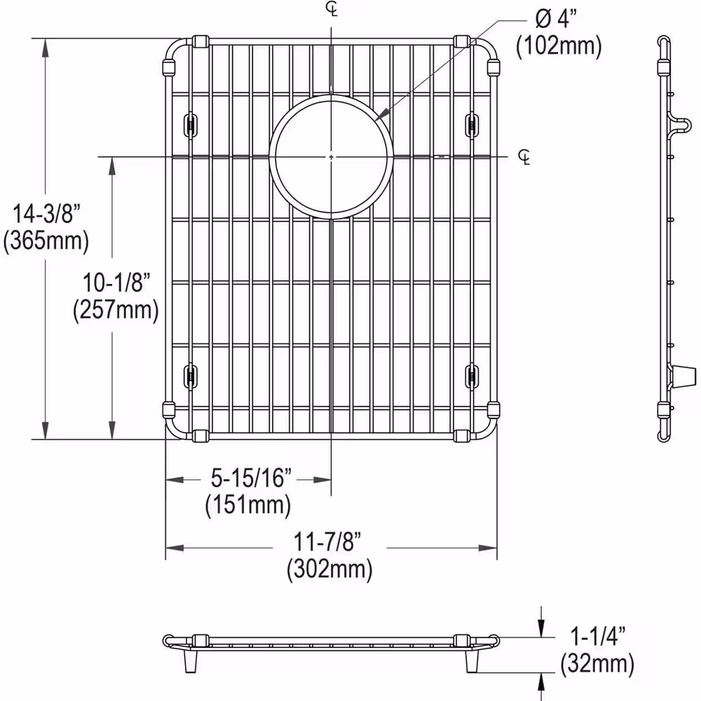 Elkay 11.875 in. x 14.375 in. Bottom Grid for Kitchen Sink in Stainless Steel