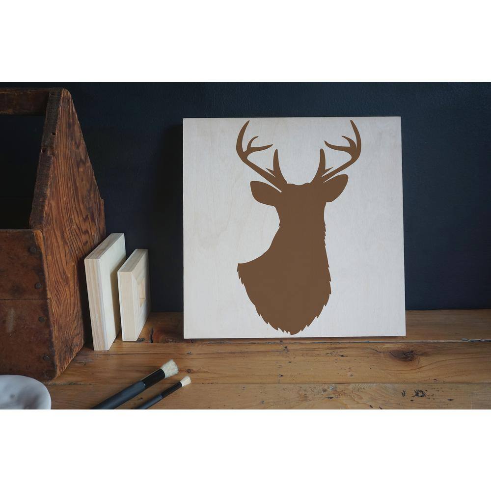 Stencil1 Antlered Deer Silhouette Repeat Pattern Stencil