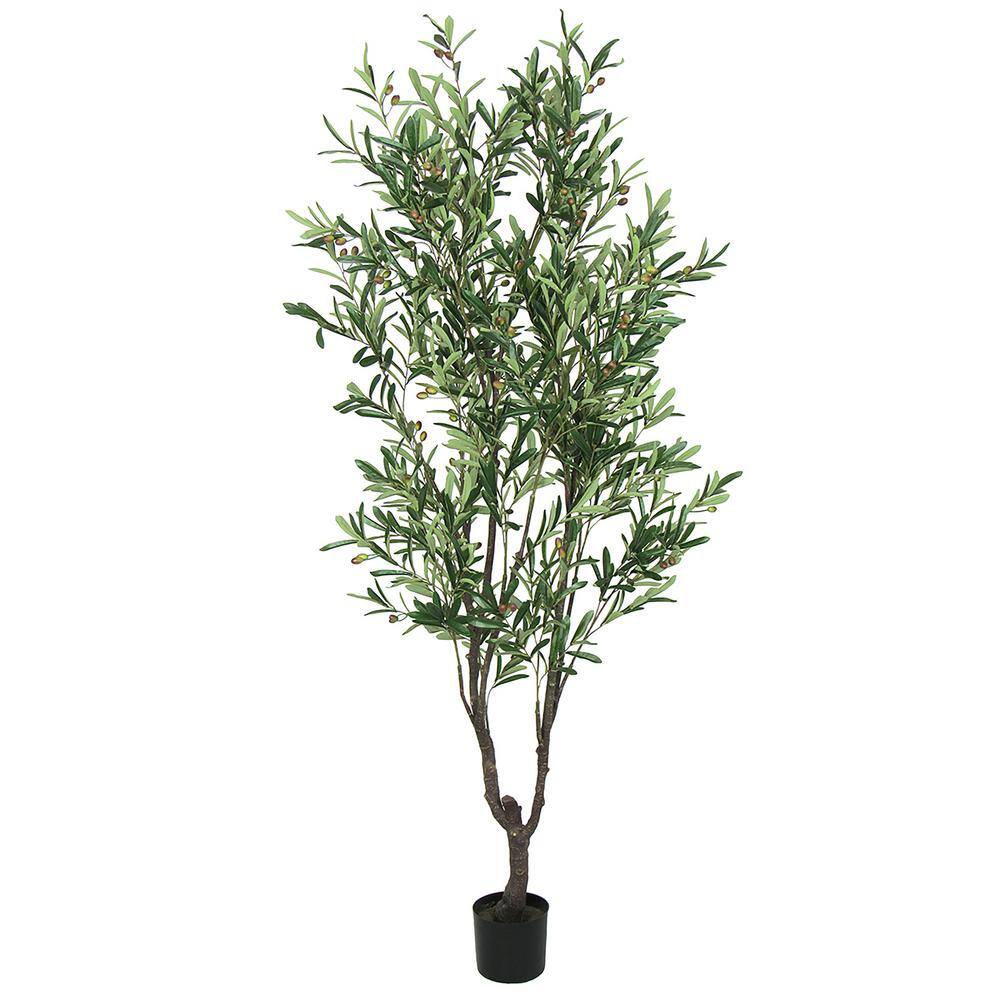 None 6.5 ft. Artificial Olive Tree in Pot