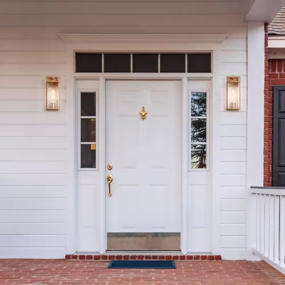 LNC Modern Dark Gold Hardwired Wall Lantern Sconce with Textured Glass Shade and No Bulbs Included, Garden Light Porch Lamp