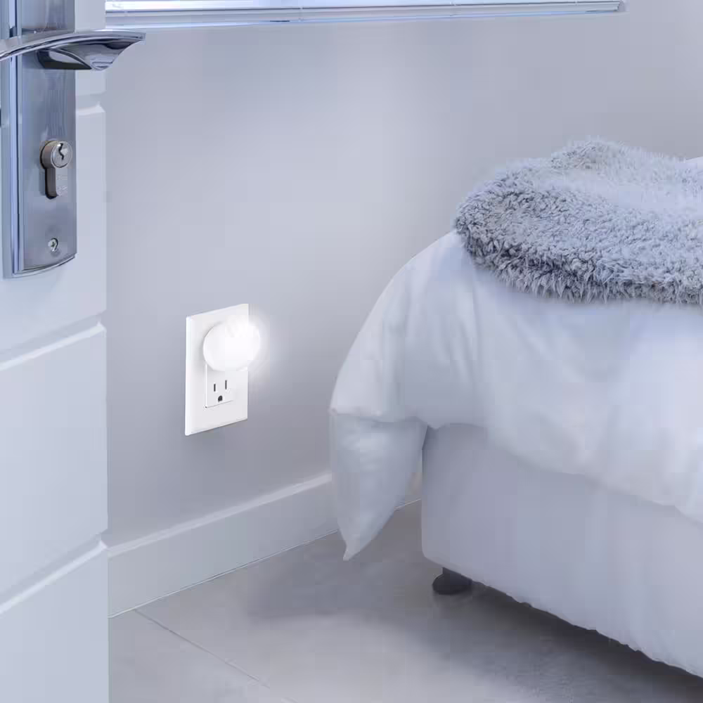 None Directional Soft White LED Plug-In White Night Light with Automatic Dusk to Dawn (2-Pack)